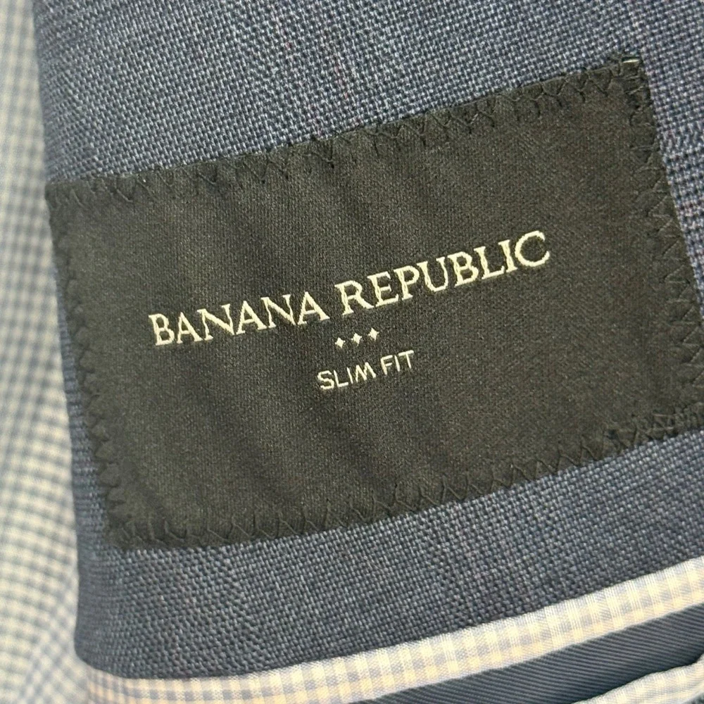 Banana Republic Blazer Mens 44‎ Regular Navy Plaid Slim Fit Sport Coat 792974-00